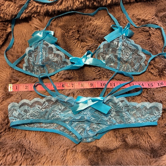 NWT Blue Bra Panty Set Sz L (see measurements) - Picture 6 of 8